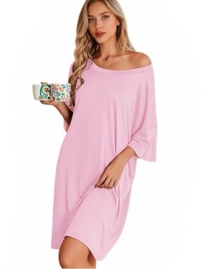 Nightgowns for Women Bamboo Viscose Sleepshirts Short Sleeve Oversized